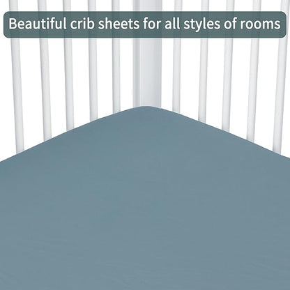 Baby Crib Sheets for Boys Girls, 2 Pack Fitted Crib Sheet for Standard Crib and Toddler Mattress, Soft Microfiber Baby Sheet 52x28x8in. (Clouds & Dark green)