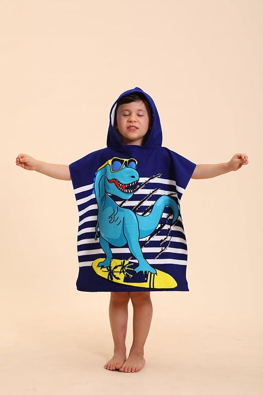 Dinosaur Hooded Towels for Kids, Poncho Beach Towels for Kids, Kids Beach Towels for Boys/Girls, Swimming Towels/Towel Robes/Wearable Towels/Pool Towels for Kids 2-10, Hooded Beach Towels for Toddler