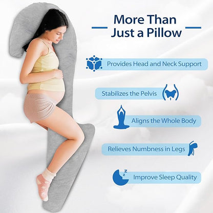 Body Pillows for Adults with Shredded Memory Foam, 65 inches Long Side Sleeper Pillow Full Body Pregnancy Pillows for Sleeping with Washable Pillowcase for Back, Hip, Knee, and Leg Relief