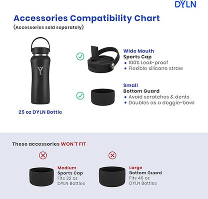 DYLN Alkaline Water Bottle | Portable Hydrogen Water Bottle Creates Hydrogen-Rich Water up to 9.5 pH | Vacuum Insulated Stainless Steel Keeps Water Cold for 24 Hours