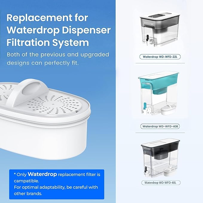 Waterdrop Pitcher and Dispenser Filters, NSF Certified, Reduces PFAS, PFOA/PFOS, Chlorine, 3 Packs