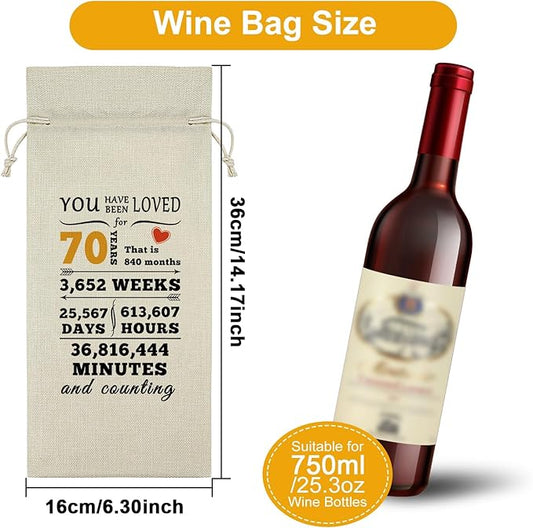 Sazuwu Happy 70th Birthday Gifts for Women Wine Bag 70 Year Old Birthday Gifts for Men Wine Bottle Storage Bag Funny Turning 70 Gifts Born in 1954 Gifts Wine Accessories Gifts for Wine Lovers