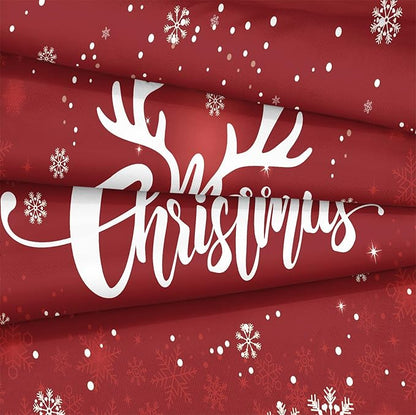 Bedbay Comforter Set King Size Christmas Bedding Set Xmas Elk Snowflakes Printed 4 Pcs Microfiber Soft Xmas Festival Bedding Set 1 Comforter 2 Pillowcases 1 Cushion Cover(Red,King)