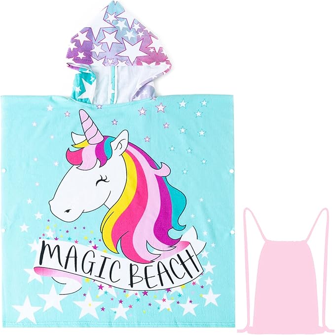 NovForth Unicorn Bath Towel for Toddler Boys, Pool Hooded Towel for Kids, Hooded Bath Beach Towel Poncho for Bath/Pool/Beach Swim Cover