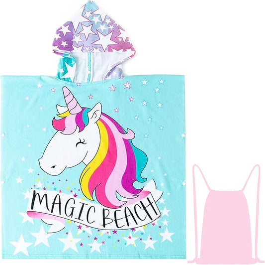 NovForth Unicorn Bath Towel for Toddler Boys, Pool Hooded Towel for Kids, Hooded Bath Beach Towel Poncho for Bath/Pool/Beach Swim Cover