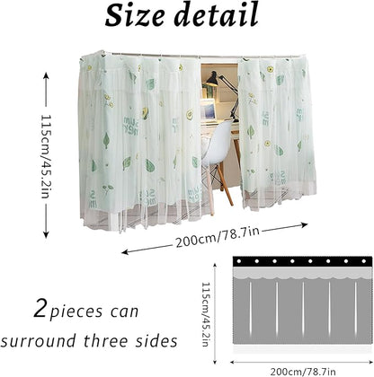 Hoce Bunk Bed Curtain Gauze Bunk Bed Curtains Drapes with Lace Privacy Dorm Bed Canopy for Bottom Twin