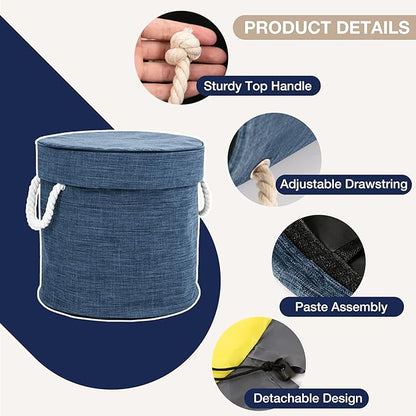 EXQ Home Large Toy Storage Basket and Building Bricks Toy Play Mat for Kids Rooms- Organizer Storage Organizer for Toys, Playroom Canvas Bag Gift for Boy/Girls (Navy 14.6"x18")