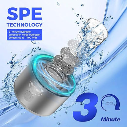 Hydrogen Water Bottle, Hydrogen Water Bottle Generator with SPE Technology Water Ionizer, Hydrogen Water Machine Improve Water in 3 Minutes for Home, Office, Travel, Exercise, TypeC