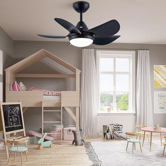 NicBex Ceiling Fan 30 Inch Indoor Modern Ceiling Fans with Integrated LED Light and Remote Control Down Rod Mount Ceiling Fan with 5 Blades for Living Room, Bedroom, Black