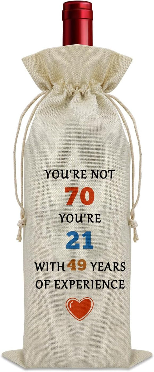 Funny 70th Birthday Gifts Wine Bag Birthday Gifts for Sister 70 Years Old Gifts for Someone Born in 1954 Wine Bottle Decoration Bag Turning 70 Gifts Wine Accessories Gifts for Wine Lovers