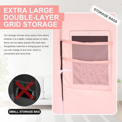 Bed Tent Twin Bed Canopy Dream Tents for Indoor Portable Blackout Tents Privacy Space Warm Breathable Sleeping Tents for Kids and Adult(Pink,Mattress Not Included) Reducing Light