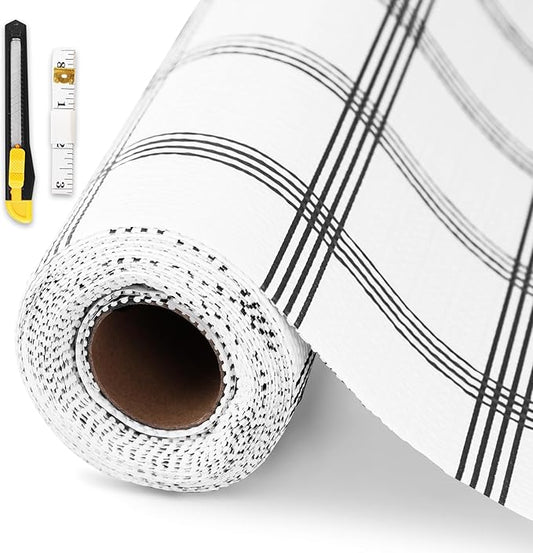 Shelf Liner,Drawer Liner for Kitchen Cabinet,24 in x 20 FT Cabinet Liners Non-Adhesive Non-Slip Contact Paper Waterproof Kitchen Liner Protect Desks, Cupboard with Knife and Tape Measure