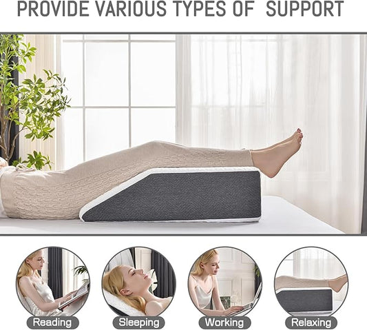 Cosmoluxe Wedge Pillow with Cooling Memory Foam, Elevate Legs or Head to Boost Circulation and Alleviate Swelling and Fatigue