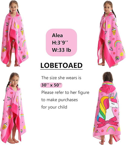Kids Hooded Beach Bath Towel, Baby Surf Poncho Toddlers Soft Real Cotton Wrap Hooded Towels for Kids Boy Girl