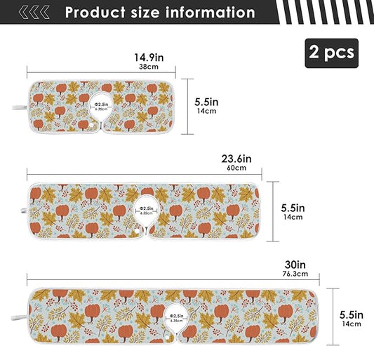 Fall Pumpkin Faucet Sink Mat for Kitchen 2 Pack Autumn Maple Leaves Sunflower Berry Bathroom Drying Mat Absorbent Splash Water Catcher Mats Microfiber Cloth Drip Protector Splash Pad 14x5 Inches