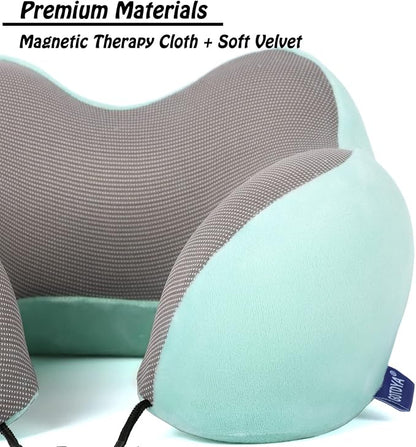 GOTDYA Travel Pillow,Travel Neck Pillows for Sleeping,100% Pure Memory Foam Soft Comfort & Support Pillow for Airplane/Car/Office&Home Rest Use-Blue Green