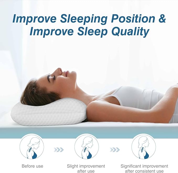 Sweetcrispy Memory Foam Pillows, Bed Pillows Standard Size Set of 3, Soft and Comfortable Pillow for Sleeping, Cooling Hotel Pillow for Side Sleeper, Removable, Machine Washable Cover