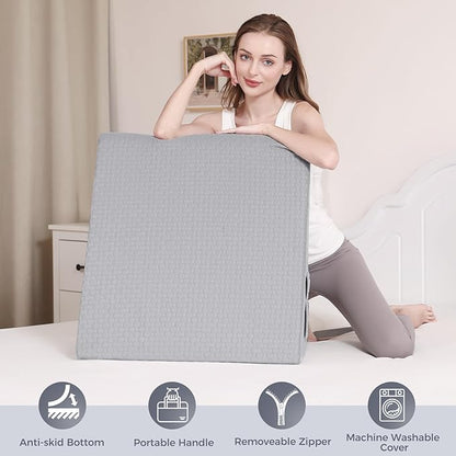 Bed Wedge Pillow for Sleeping 7.5" Memory Foam Wedge Pillow for After Surgery Triangle Pillow Wedge for Acid Reflux Snoring Heartburn GERD Back Support Leg Elevation, Removable Washable Cover - Gray