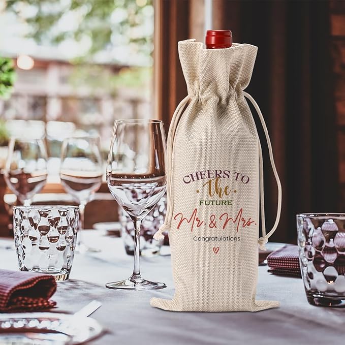 Wedding Shower Gifts Wine Bag, Bridal Shower Wedding Gifts, Bridal Shower Party Favors Wine Bags, Mr And Mrs Wedding Gifts, Cheers To The Future Mr And Mrs Wine Bottle Bag