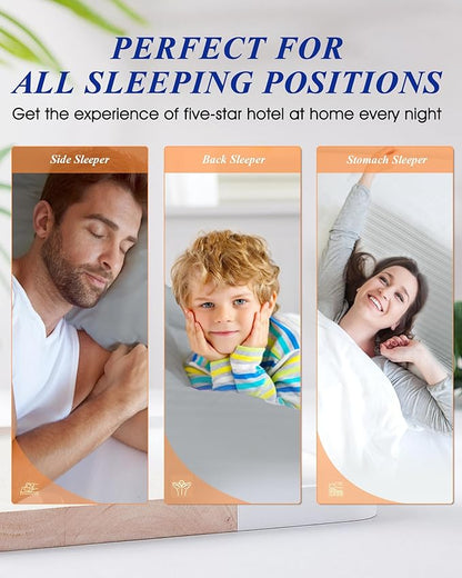 Bed Pillows for Sleeping Queen Size, Set of 2- Cooling, Luxury Hotel Quality with Premium Soft Down Alternative Filling for Back, Stomach or Side Sleepers, Light Grey