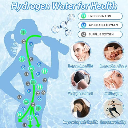 Hydrogen Water Bottle, 2024 New 3 in 1 Hydrogen Water Bottle Generator Improve Water in 3 Minutes, Hydrogen Rapid Electrolysis Water Ionizer Machine with SPE PEM for Travel, Home, Office, Daily Use