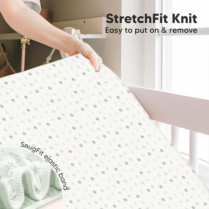 Pack and Play Sheets Fitted, 2-Pack Mini Crib Sheets - Pack N Play Sheets, Organic Fitted Crib Sheet for Pack and Play Mattress, Playard Baby Crib Sheets, Crib Sheets Neutral for Boys (Tropic Oasis)