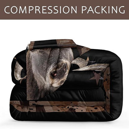 Bedbay American Flag Bedding Set California King Comforter Bed Set Deer Hunting Hunter Bedroom Decor for Men Wild Animal Camo Duvet Insert 4 Pcs Soft Lightweight Comforter Quilt Set (Deer,Cal-King)