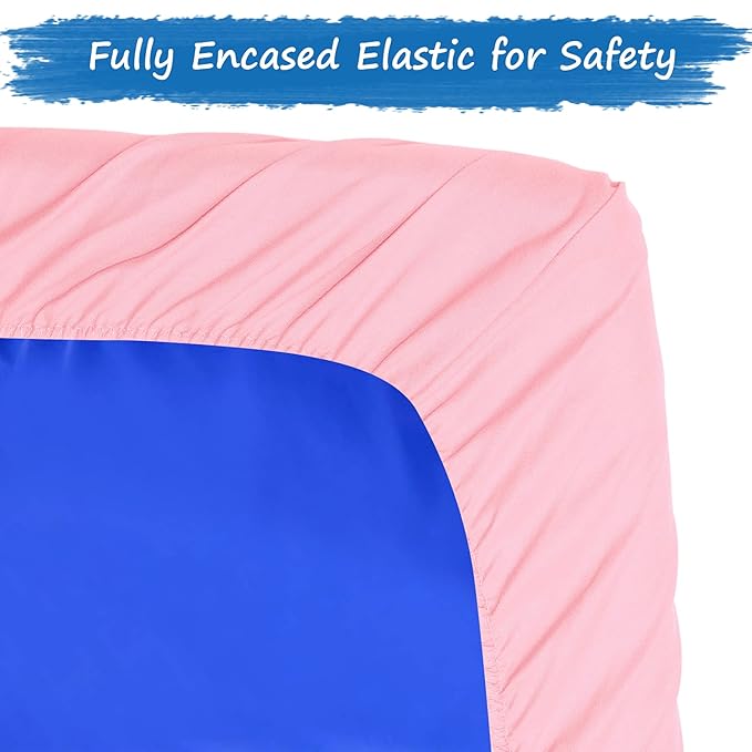 Nap Mat Sheet 2 Pack, 24" x 48" x 4" Fitted Elastic Corners Preschool Day Care Rest Nap Mat Cover, Soft & Breathable Baby Sheets for Regalo My Cot Portable Toddler Bed and Joovy Travel Cot, Pink