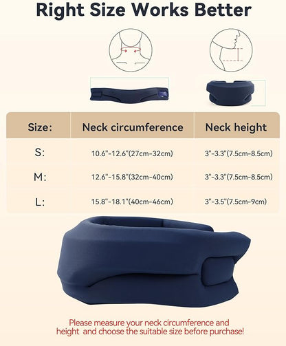 Neck Brace Cervical Collar - Neck Support Brace for Sleeping, Soft Foam Wraps Keep Vertebrae Stable and Aligned for Relief of Cervical Spine Pressure for Women & Men, (10.6-12.6 Inch) Blue