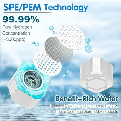 Hydrogen Water Bottle Generator with Gas Inhaler Molecular H2 Maker Machine SPE/PEM Technology Generates Real 3000ppb Pure Hydrogen Concentration Dupont Membrane Purification Vent (White)