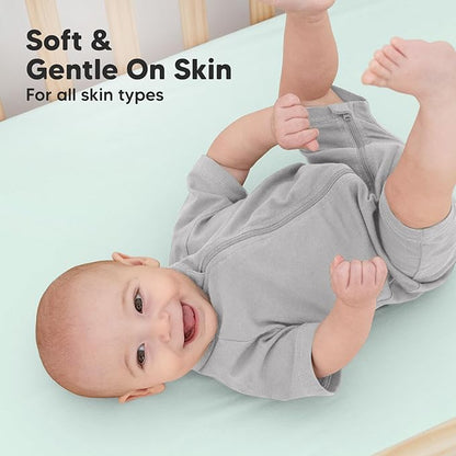 2-Pack Organic Crib Sheets for Boys, Girls - Jersey Fitted Crib Sheet, Baby Crib Sheets Neutral, Crib Mattress Sheet, Cotton Crib Sheets, Breathable Crib Sheet, Baby Mattress Sheets (Pastel)