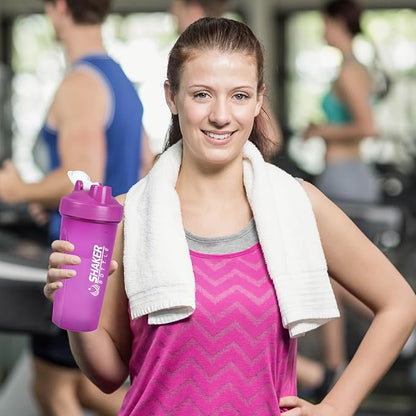 Shaker Bottle, 600ml Classical Protein Shaker Cup with Mixing Ball for Smooth blending, Leak-Proof GYM Workout Water Bottles for protein& Smoothie Shake，Bpa Free (20oz / Purple)