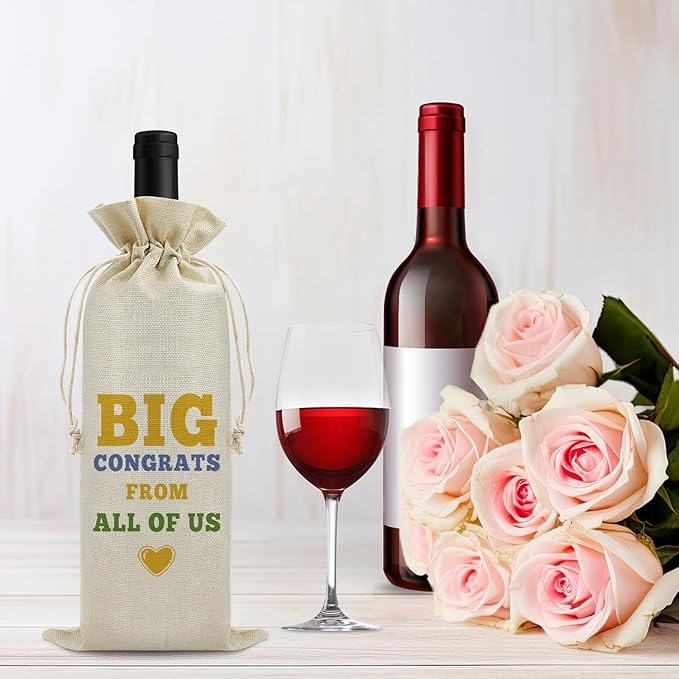 Sfodiary New Baby Gift Wine Bag Birthday Gift for Her Him Wine Gift Bags Promotion Gift for Coworker Wedding Gift Housewarming Gift for Friends Christmas Gift Drawstring Burlap Wine Wrap Bag