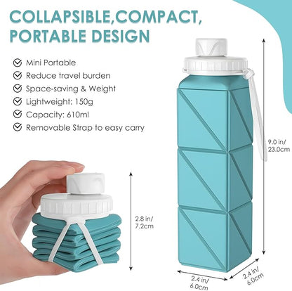 SPECIAL MADE Collapsible Water Bottles Cups Leakproof Valve Reusable BPA Free Silicone Foldable Travel Water Bottle Cup for Gym Camping Hiking Travel Sports Lightweight Durable