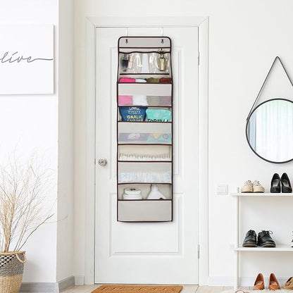 Univivi Door Hanging Organizer Nursery Closet Cabinet Baby Storage with 4 Large Pockets and 3 Small PVC Pockets for Cosmetics, Toys and Sundries (Beige)