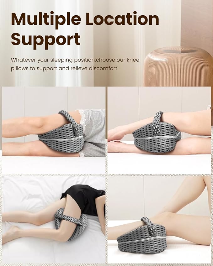 Leg & Knee Pillow for Side Sleepers – Memory Foam Support Pillow with Strap, Soothing Relief for HIPS, Joints, Sciatica, Back