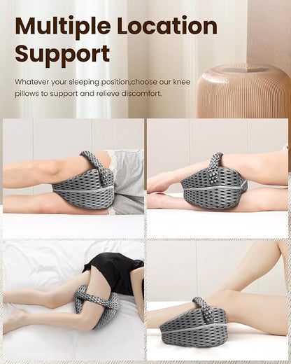 Leg & Knee Pillow for Side Sleepers – Memory Foam Support Pillow with Strap, Soothing Relief for HIPS, Joints, Sciatica, Back