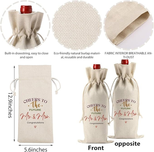 Wedding Shower Gifts Wine Bag, Bridal Shower Wedding Gifts, Bridal Shower Party Favors Wine Bags, Mr And Mrs Wedding Gifts, Cheers To The Future Mr And Mrs Wine Bottle Bag