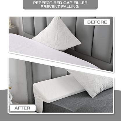 Full Size Bed Wedge Pillow for Headboard Pillow Full Mattress Wedge Gap Filler Trinangle Pillow Wedge for Headboard Space Filler Plus Long Pillow For Bed,Loft Bedroom Accessories Dorm Room Essentails