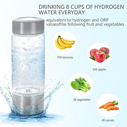 Hydrogen Water Bottle, Portable Hydrogen Water Bottle Generator with SPE PEM Technology Water Ionizer, 420ml Hydrogen Water Machine Improve Water Quality in 3 Minutes for Fathers Day Gift