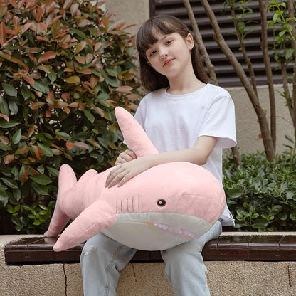 MorisMos Shark Pillow Giant Stuffed Shark, Baby Shark Plush Toy Shark Toys, Big Shark Stuffed Animal, Pink, 32in