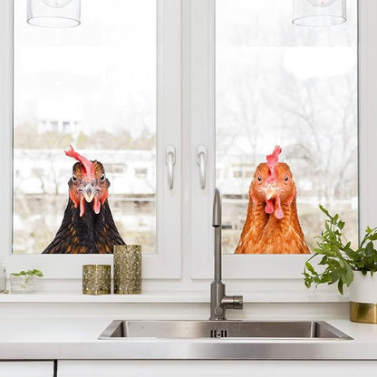 Chicken Wall Decals Peel and Stick Funny 2 Chicken Heads Wall Art Stickers Funny Wall Decals for Kitchen Bedroom Playroom Game Room Farm Barn Funny Car Sticker