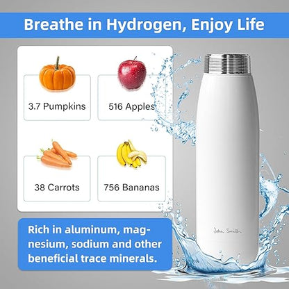 JOHNSMITH Hydrogen Water Bottle, Alkaline Water Bottle 15oz, Creates High pH Premium Water, Portable Insulated Stainless Steel Bottle Alpine Ore Filter Water Bottle for Sports, Outdoor, Office, White