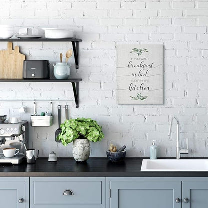 Stupell Industries for Breakfast in Bed Sleep in Kitchen Sassy Phrase Wall Art, 16 x 20, Off- White