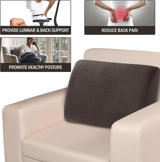 MABOZOO Memory Foam Back Support Cushion for Recliner Chair,Lumbar Support Pillow for Elderly,Extra Large Lumbar Support Pillow with Extension Straps,Dark Coffee