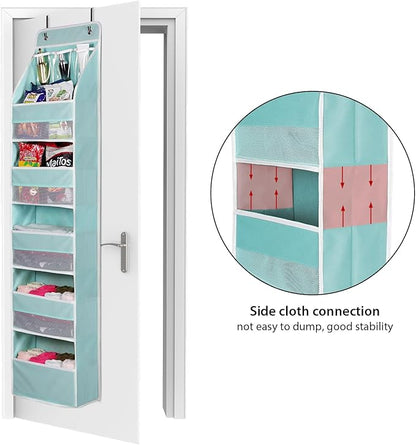 Univivi Door Hanging Organizer Nursery Door Hanging Storage Closet with 5 Large Pockets and 3 Small PVC Pockets Over Door Organizer for Cosmetics, Toys and Sundries (Blue)
