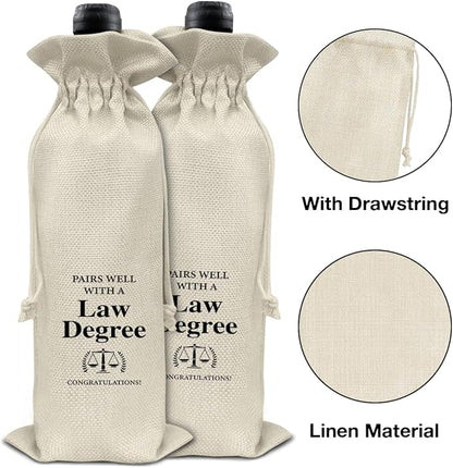 HOIJAUMAI Law Degree Graduation Gifts Law Graduation Gift Law Graduation Wine Bag Pairs Well with a Law Degree Wine Gift Bags for Women Men