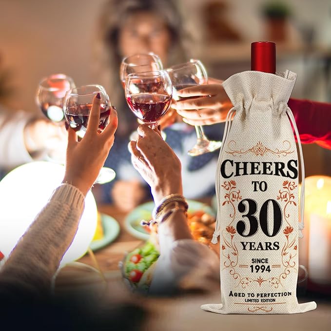 SpringWhisper 30th Birthday Gifts for Women Men Back in 1994 Birthday Gift 30 Years Old Gift Birthday Decoration Wine Bag Gift for Her Him Wine Gift Bag 30th Turning 30