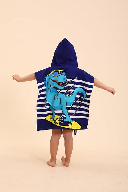 Dinosaur Hooded Towels for Kids, Poncho Beach Towels for Kids, Kids Beach Towels for Boys/Girls, Swimming Towels/Towel Robes/Wearable Towels/Pool Towels for Kids 2-10, Hooded Beach Towels for Toddler
