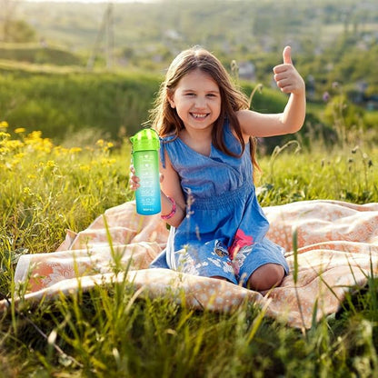 XACIOA Water Bottle with Straw,18oz Plastic Cup with Motivational Time Marker,1L Tritan Sport Lightweight Leakproof BPA-Free,Wide Mouth Fast Flow Ensure You Have Times to Drink,with Straw & Cup Brush